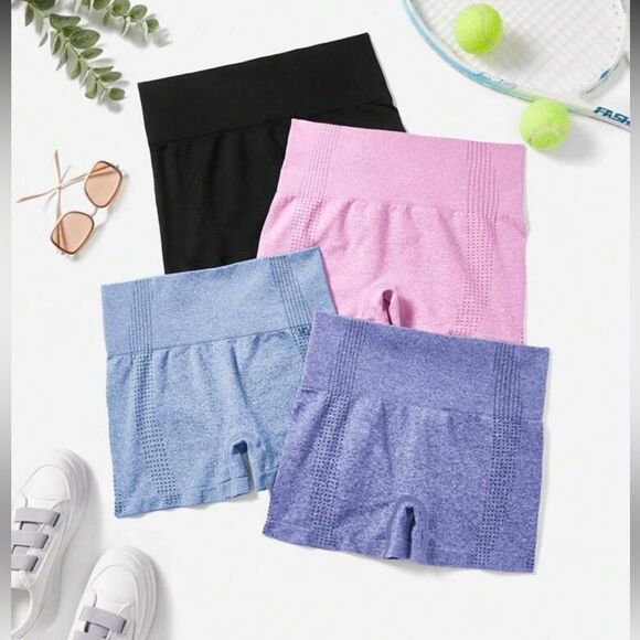 SHEIN Sport Studio 4 piece bundle set seamless stretch gym shorts Size Small (4) - Picture 4 of 11
